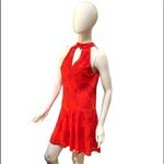 Waverly Grey Halter Keyhole Floral Chiffon Red Mini Dress Medium Photo 2