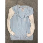 PINK - Victoria's Secret  Zip Up Hoodie Light Blue And White Womens large Photo 4