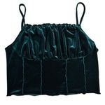 SheIn Curve Dark Green Velour Velvet Ruched Neckline Cropped Tank Top Blouse 2XL Photo 0