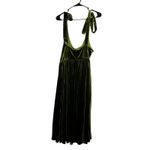 Cider  Olive Green Velvet Tie Shoulder Maxi Dress Photo 3