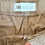 ZARA Elastic Waist Cargo Pants Drawstring Casual Khaki Womens size S Photo 4