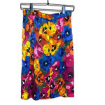 Vintage 100% Silk Floral Pencil Skirt Size 8 Blue Photo 1