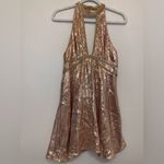 Free People  Film Noir Sequin Mini Halter Dress‎ in Rose Gold Size 6 Photo 2