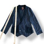 Heartloom Silk Buttoned Blazer Womens Size XS Gray Black Business Luxury Photo 2