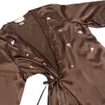 Morgan Taylor Vintage y2k Brown Satin Embroidered Floral Wrap Robe Dressing Gown 🔥 Photo 1