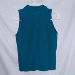 H by Halston Halston Blue Sleeveless Mocked Neck Ribbed Knit Tank Top size medium Photo 4