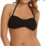 Catalina  Black Crochet Halter Swim Bikini Top size Medium Photo 3