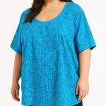 Catherines Blue Gingham Floral Short Sleeve Casual Button Up Shirt Size 4X Photo 0