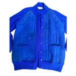 vintage carlisle/sport lambswool suede blue sweater cardigan jacket size large Photo 3