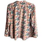 Talbots  Xl Petite Button Down Blouse Top Colorful Bird Print Roll Tab Sleeves Photo 2