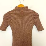 For Love & Lemons  Knitz Rose Gold Sparkle Sweater Dress Short Sleeves Size M Photo 6