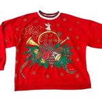 Vintage 90s Nut Cracker Christmas Graphic Gold Glitter Red Sweatshirt Size M Size M Photo 0