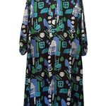 De Loreta Josefa maxi trapeze dress in Arcilla Azul print with balloon sleeves Size undefined Photo 13