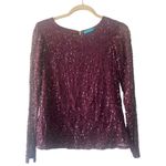 Alice + Olivia Silk Sequin Long Sleeve Blouse Plum Purple Size XS Photo 1