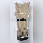 Women’s Polka Dot Business Casual Belted Midi Dress Tan Size L Photo 4