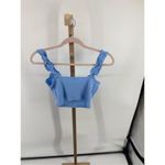 Aritzia Sunday Best Women's Blue Cropped Stretch Ruffle Strap Tank Size Medium Photo 8