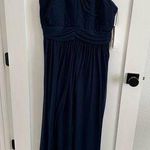 NWT Reverie dark navy blue formal dress, empire waist, chevron ruffle detail, 12 Photo 0