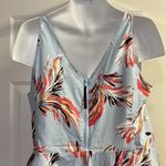 Lane Bryant Pastel Blue Floral Asymmetrical V-Neck Top with Back Zipper- Size 16 Photo 8