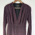 Line and Dot  Opal Gown V-Neck Long Sleeve Metallic‎ Shimmer Purple Size L Photo 3