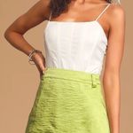 Lulus Lime Green Satin Wrap Mini Skirt Photo 0