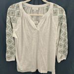 J.Jill - pure Jill-White, sheer, embroidered elastic sleeves- SOFT-long sleeve-XS Photo 0