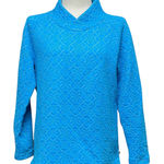 Talbots T by Quilted Glitter Snowflake Pullover Blue Silver Medium Photo 0