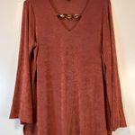Chico's Chico’s Rust V-Neck Long Sleeve Tunic Top with Chain link Detail Women’s Large Photo 0