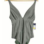 Rachel Roy Army Green Ribbed One Piece Plunge Swimsuit Size Large Photo 2