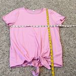 Ideology Tie Front Short Cap Sleeve Solid Pink T Shirt Crew Neck Small Pullover Photo 4