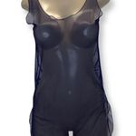 Zuliana Size Small Blue Mesh Sleeveless Dress With Side Slits. Made in USA New Photo 0