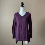 LOGO By Lori Goldstein  Purple Marled Knit Shark-bite Sweater Sz S Photo 7