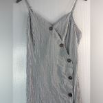 a.n.a  L Sleeveless Striped Button Down Midi Dress Gray n White Photo 3