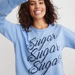 Aerie NWOT Long Sleeve Cropped Graphic Boyfriend T-Shirt Blue size S Photo 0