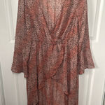 Torrid SIZE 2 2X COVER UP KAFTAN/DUSTER ANIMAL PRINT BELL SLEEVE HI LOW Photo 0