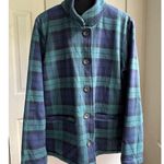 Vermont Country Terry Plaid Fleece Cardigan Sweater Plush Cozy Top Jacket Size M Green Size M Photo 0