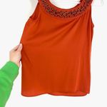 Elie Tahari Silk Tank with Wooden Detail Burnt Orange Small Photo 5