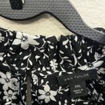 Ann Taylor Black White Floral High Neck Smocked Waist Short Sleeve Top XXL Photo 4