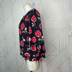 Kate Spade  Hazy Rose Double Layer Top In Black Floral Print Size Small‎ Photo 5