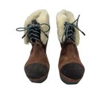 L.A.M.B. Pier Booties Suede Shearling Platform Boots High Heels Brown Size US‎ 8 Photo 2