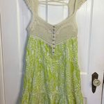 Free People  Floral Coastline Cottagecore Crochet Lime Dress Rare W-688 Sz 2 Photo 0