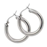 Boutique Chunky Tubular Hoop Earrings | White‎ Gold Filled Photo 8