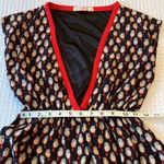 CORA Fit & Flare Deep V Neck Navy Red Bird Dress Size Small Blue Photo 11