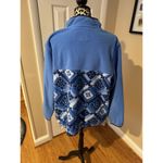 LANDS' END HERITAGE FLEECE SNAP NECK PULLOVER JACKET TOP WOMENS PLUS 2X Blue Photo 1
