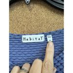 Habitat  Womens Top Blouse Blue Textured Artsy‎ Small Patchwork Pockets Photo 1