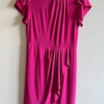 Adrianna Papell Asymmetrical Midi Dress Pink Pleated Womens Size 10 Lined Photo 0