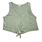 Heart & Hips  Green V Neck Knot Front Crop Tank Top Size Medium Photo 0