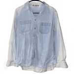 Lee  Riders Light Wash Chambray Denim Button-Down Shirt M Casual Soft VintageVibe Photo 0