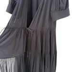 Rhode Black Gina Tiered Wrap Midi Dress 100% Cotton Short Sleeve, Resort Wear, S Photo 9