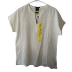 matty m NWT  Ladies' Cotton Popover Woven Split Neck Top White Size S casual Photo 1