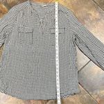 Dalia Collection  Large Polka Dot V-neck Front Pocket Blouse Large Photo 6